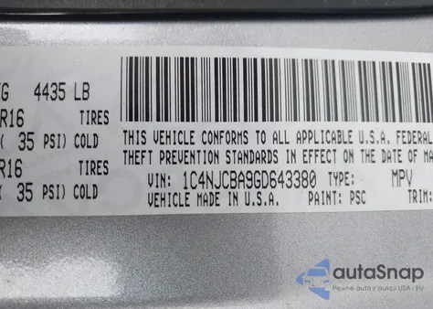 2016 Jeep Compass Sport из США, поврежденный, VIN 1C4NJCBA9GD643380